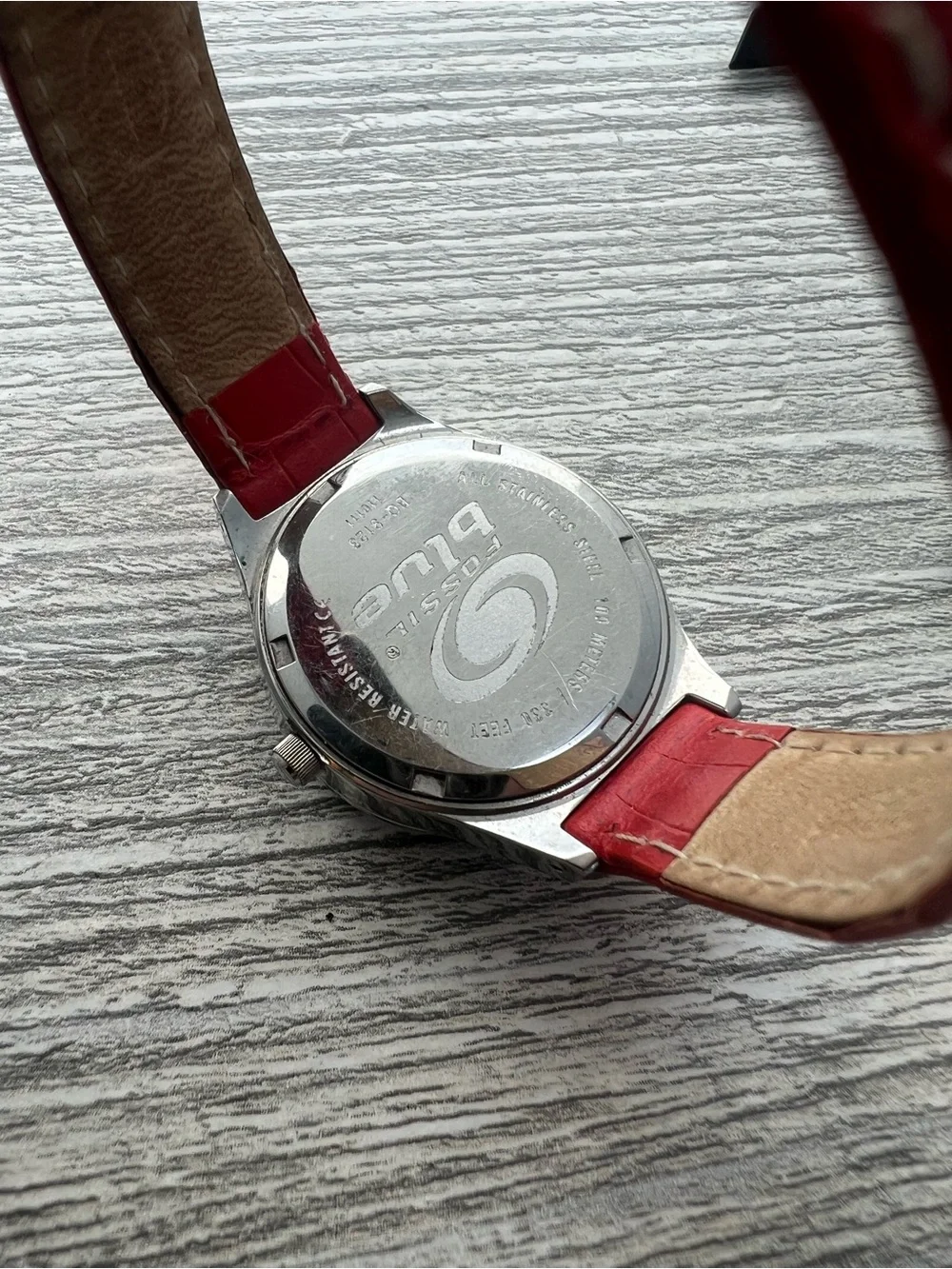 Fossil Women's Crystal Accent Watch - Red Leather Strap